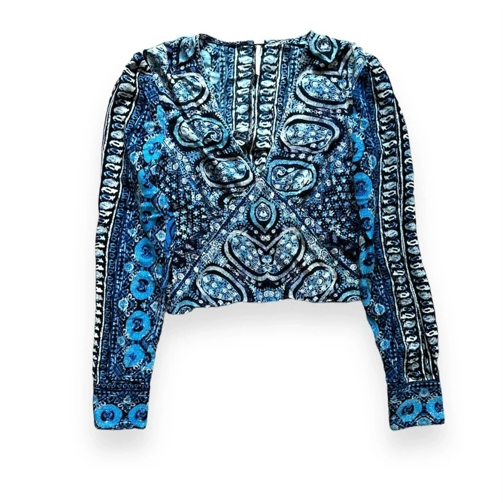 FREE PEOPLE WILD & FREE PAISLEY LONG SLEEVE TOP